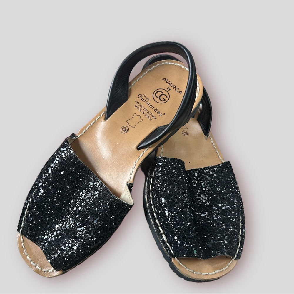 Glitter Menorcan/ Spanish Avarcas Sandals black 39